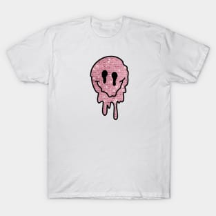 Melting Smiley Face Pink Aesthetic T-Shirt